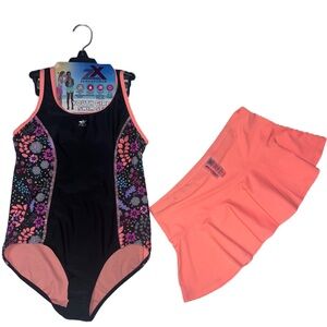 ZeroXposur 2 Piece Swim Set ~ One piece with skirt ~Girls Size 14